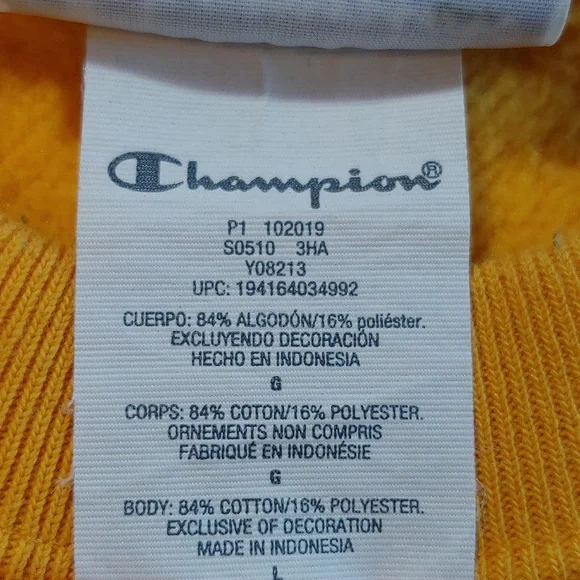 Champion Men's Embroidered Reverse Weave Crewneck in Mustard Teal size Large - Picture 15 of 15